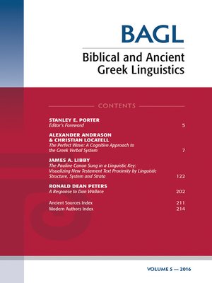 cover image of Biblical and Ancient Greek Linguistics, Volume 5